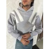 Gri ADD Omuz Şeritli Kapşonlu Unisex Oversize Sweat