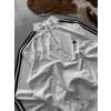 Beyaz ADD Üç Şerit Fermuar Yaka Unisex Oversize Sweat