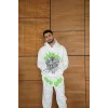 Beyaz SP5DER Kapşonlu Unisex Oversize Eşofman Takımı