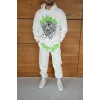 Beyaz SP5DER Kapşonlu Unisex Oversize Eşofman Takımı