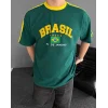 Yeşil Brasil Oversize Unisex Bisiklet Yaka Tshirt