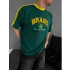 Yeşil Brasil Oversize Unisex Bisiklet Yaka Tshirt