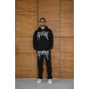 Siyah Revengf Kapşonlu Unisex Oversize Eşofman Takımı
