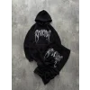 Siyah Revengf Kapşonlu Unisex Oversize Eşofman Takımı