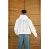 Beyaz Synical Kapşonlu Unisex Oversize Sweat