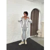 Gri Zig Zag Oversize Eşofman Takımı