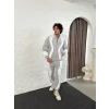 Gri Zig Zag Oversize Eşofman Takımı