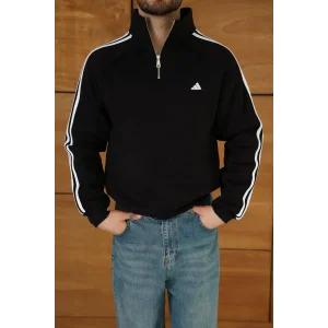 Siyah ADD Fermuar Yaka Unisex Oversize Sweat