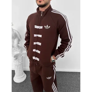 Kahve ADD Düğme Bağcıklı Oversize Eşofman Takımı