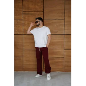 Bordo Basic Biyeli Unisex Oversize Eşofman