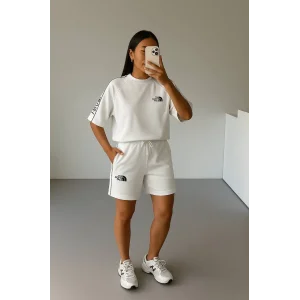 Beyaz NF Oversize Unisex Şortlu Takım