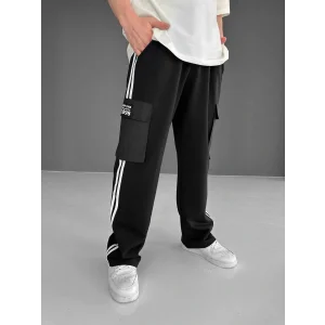 Siyah 1998 Kargo Cep Paraşüt Eşofman