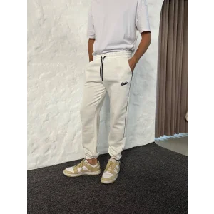 Beyaz STWD Biyeli Unisex Oversize Eşofman