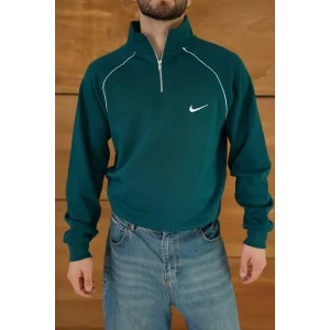 Yeşil NK Omuz Biyeli Fermuar Yaka Unisex Oversize Sweat