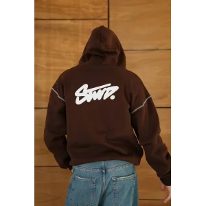 Kahve STWD Kapşonlu Unisex Oversize Sweat