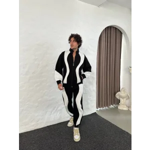 Siyah Zig Zag Oversize Eşofman Takımı
