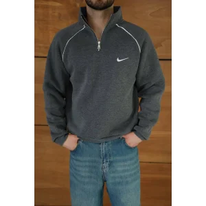 Antrasit ADD Fermuar Yaka Unisex Oversize Sweat