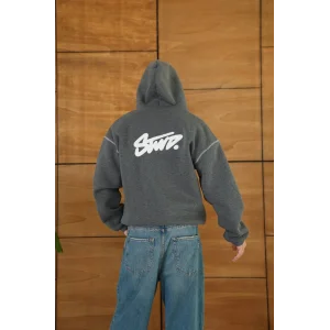 Antrasit STWD Kapşonlu Unisex Oversize Sweat