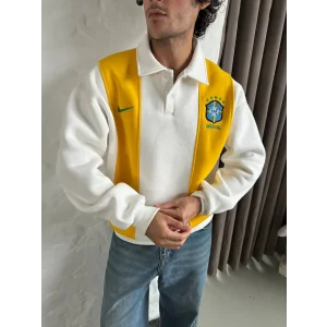 Beyaz FCB Polo Yaka Unisex Oversize Sweat