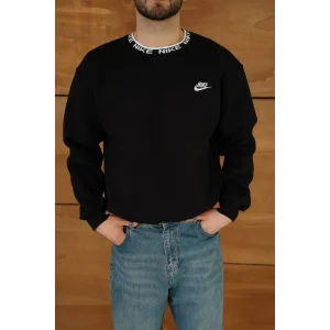 Siyah Yaka NK Baskılı Unisex Oversize Sweat