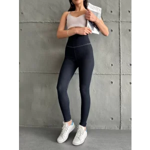 Lacivert Yüksel Bel İnceltici Esnek Likralı Kot Tayt