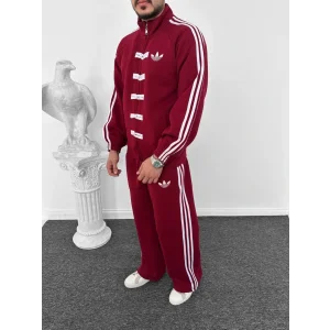 Bordo ADD Düğme Bağcıklı Oversize Eşofman Takımı