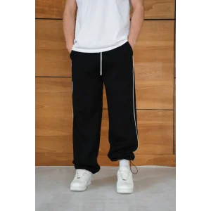 Siyah Basic Biyeli Unisex Oversize Eşofman