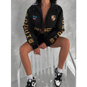 Siyah Porsche İçi Astarlı Bomber Ceket
