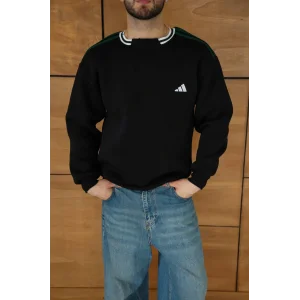 Siyah ADD Yaka Ribana Unisex Oversize Sweat