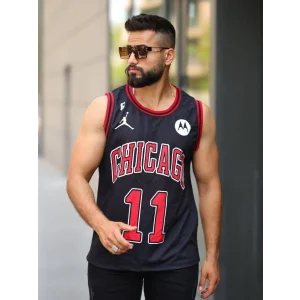 Siyah Chicago 11 Unisex Oversize Askılı Tshirt