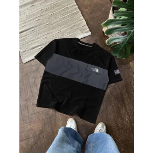 Gri Bant NF Oversize Unisex Bisiklet Yaka Tshirt