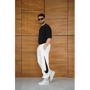 Beyaz NK Big Logo Unisex Oversize Eşofman