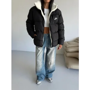 Siyah NK Oversize Unisex Çift Taraflı Mont