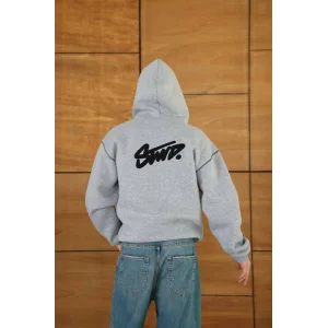 Gri STWD Kapşonlu Unisex Oversize Sweat