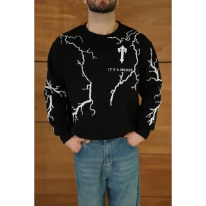 Siyah Trapstar Yıldırım Unisex Oversize Sweat