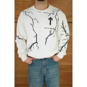Beyaz Trapstar Yıldırım Unisex Oversize Sweat