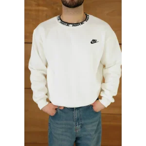 Beyaz Yaka NK Baskılı Unisex Oversize Sweat