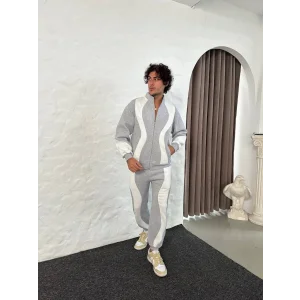 Gri Zig Zag Oversize Eşofman Takımı