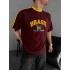 Bordo Brasil Oversize Unisex Bisiklet Yaka Tshirt