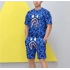 Mavi Pubg Bape X Shark Unisex Oversize Şortlu Takım