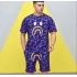 Mor Pubg Bape X Shark Unisex Oversize Şortlu Takım