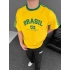 Sarı Brasil Oversize Unisex Bisiklet Yaka Tshirt