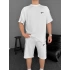 Beyaz NK Biyeli Unisex Oversize Şortlu Takım
