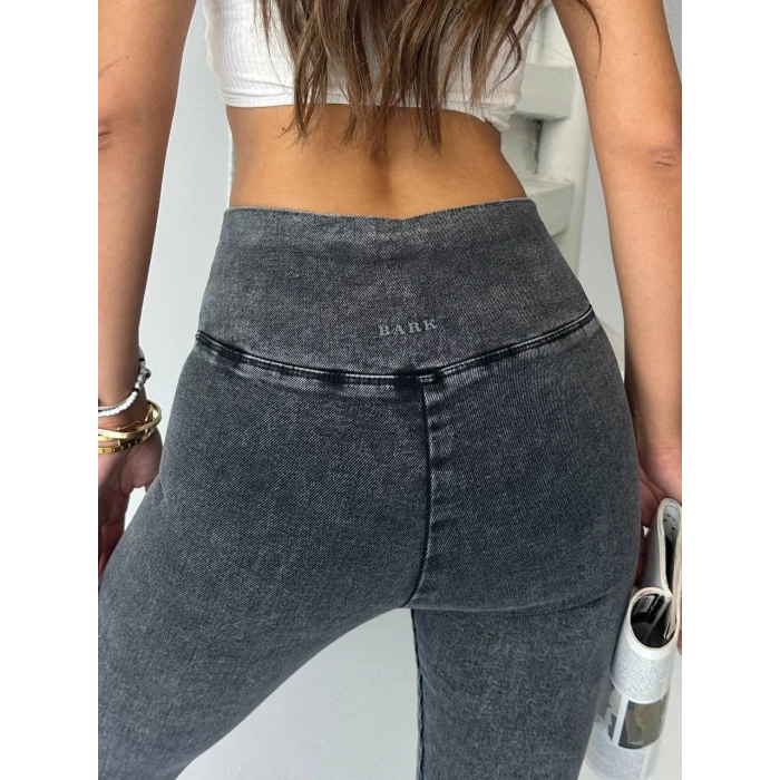 Antrasit Yüksel Bel İnceltici ve Sıkılaştırıcı Likralı Kot Tayt