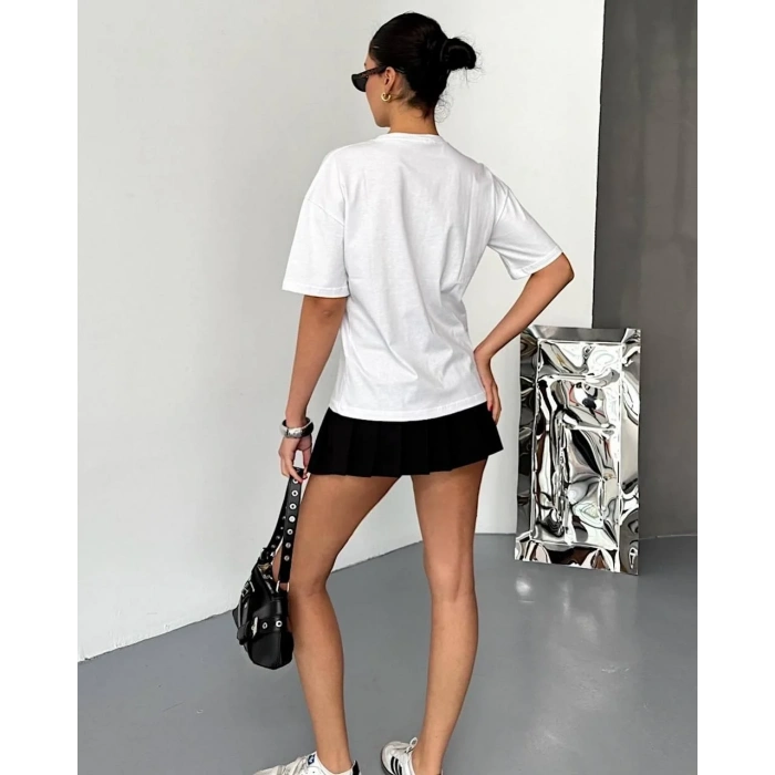 Beyaz BYMN Rahat Kalıp Penye Tshirt