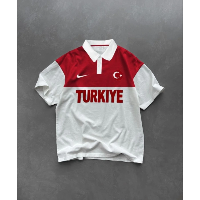 Beyaz Polo Yaka Türkiye Milli Takım Tshirt