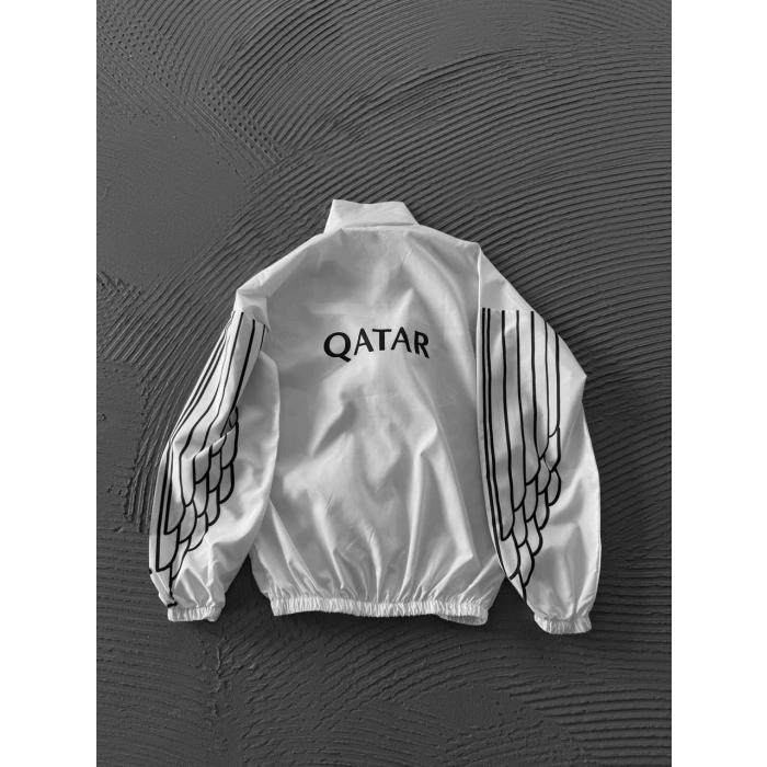 Beyaz Paris Oversize Paraşüt Yağmurluk