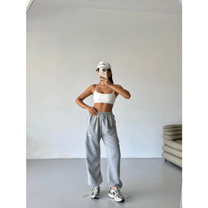 Gri Bell Stoperli Oversize Unisex Eşofman