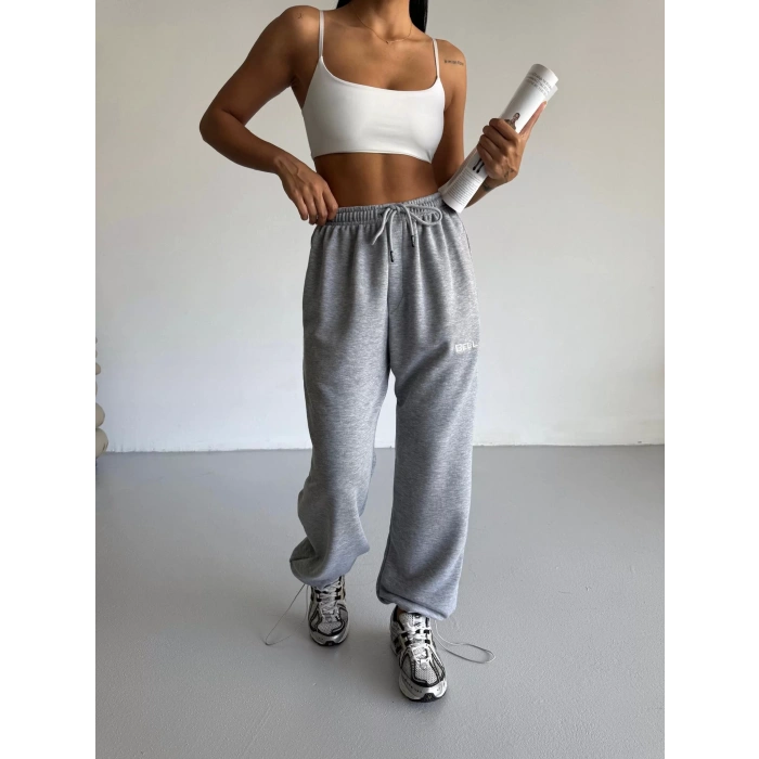 Gri Bell Stoperli Oversize Unisex Eşofman