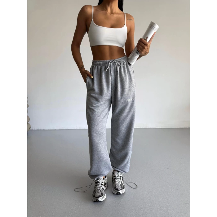 Gri Bell Stoperli Oversize Unisex Eşofman